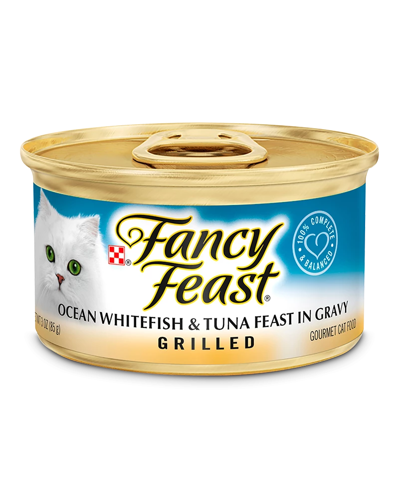 Fancy Feast Grilled Ocean Whitefish & Tuna Gourmet Wet Cat Food In Gravy, 3 Oz