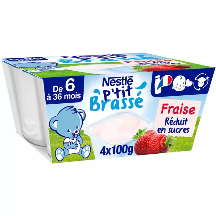 NESTLE P'tit Brassé Dessert à la fraise dès 6 mois 4x100g