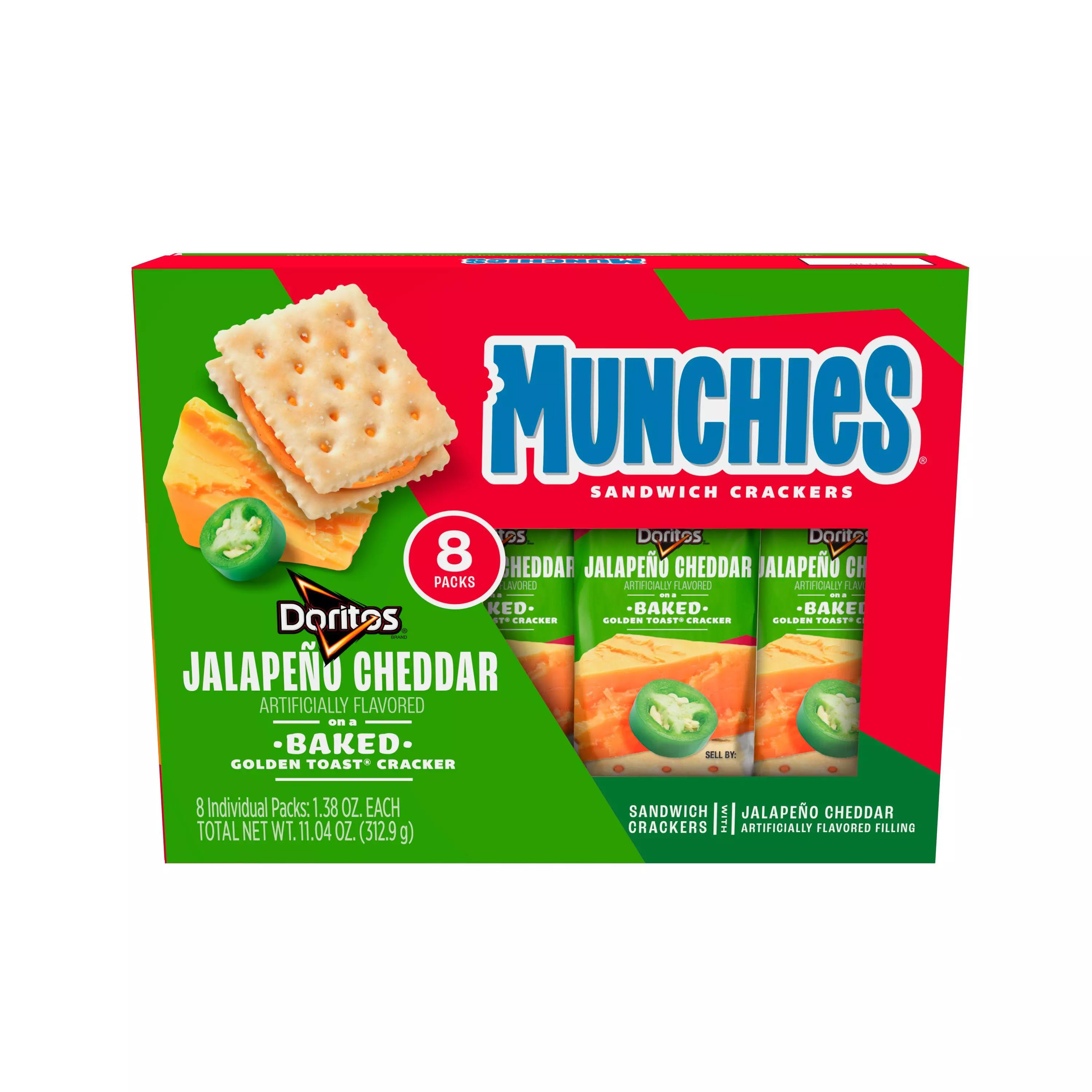 Munchies Jalapeño Cheddar Doritos Sandwich Crackers 1 Box of 8 Individual Packs