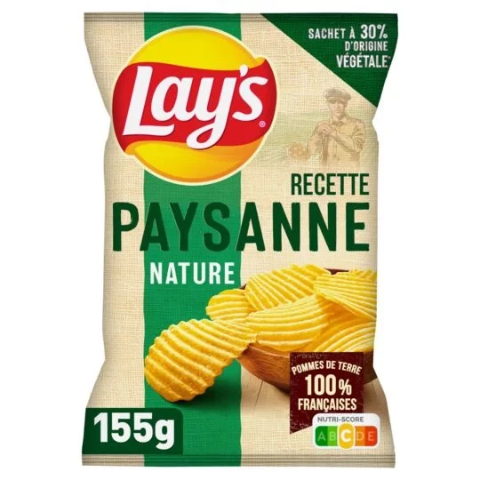 Chips recette paysanne nature LAY'S le sachet de 155g
