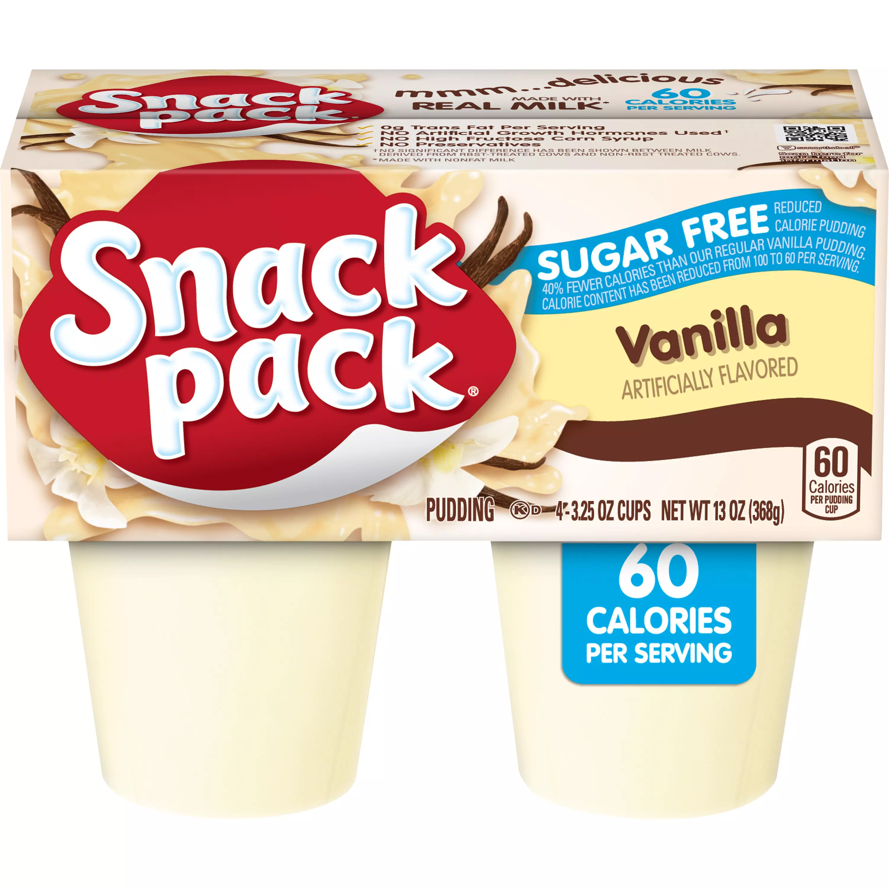 Snack Pack Vanilla Sugar Free Pudding 4cups 368g