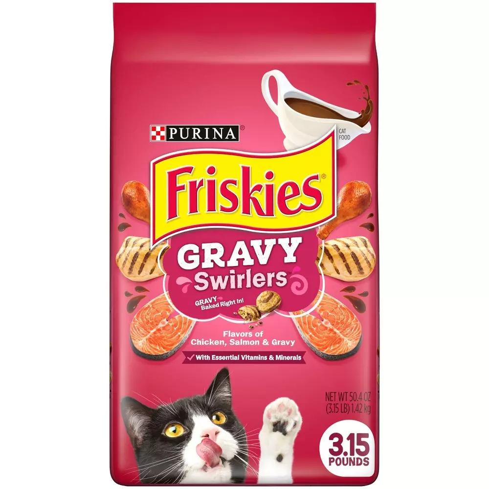 Purina Friskies Dry Cat Food, Gravy Swirlers - 3.15 lb. Bag (