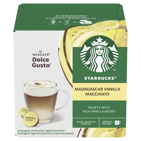 Starbucks Madagascar Vanilla Macchiato by Nescafe Dolce Gusto Coffee Pods x 12