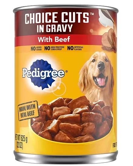 PEDIGREE CHOICE CUTS IN GRAVY Adult Canned Soft Wet Dog Food with Beef, 22 oz