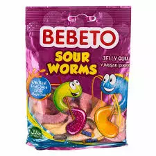 Bebeto Worms Jelly Gums with Fruit Juice Bag	80g