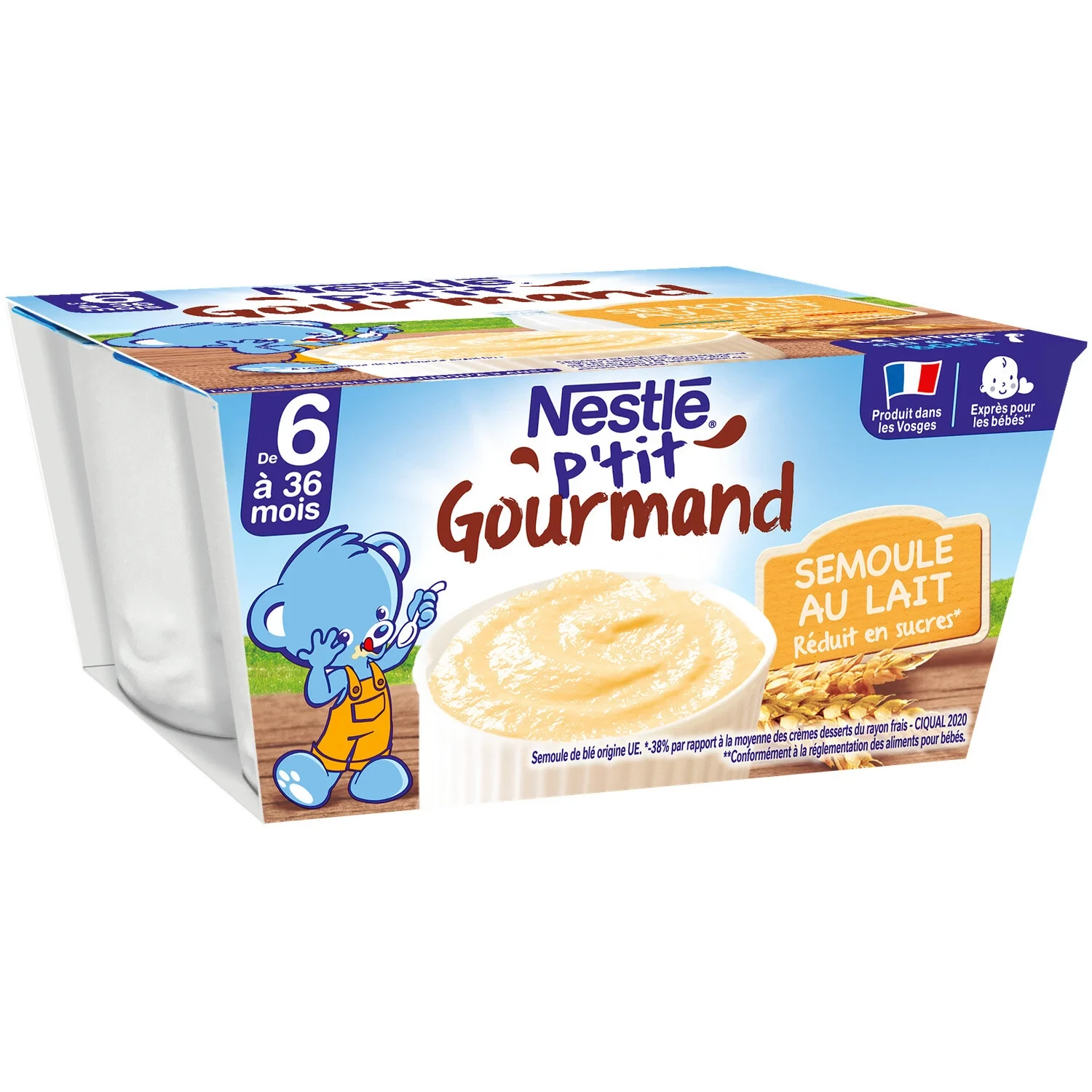 Desserts bébé dès 6 mois semoule p'tit gourmand NESTLE les 4 pots de 100 g
