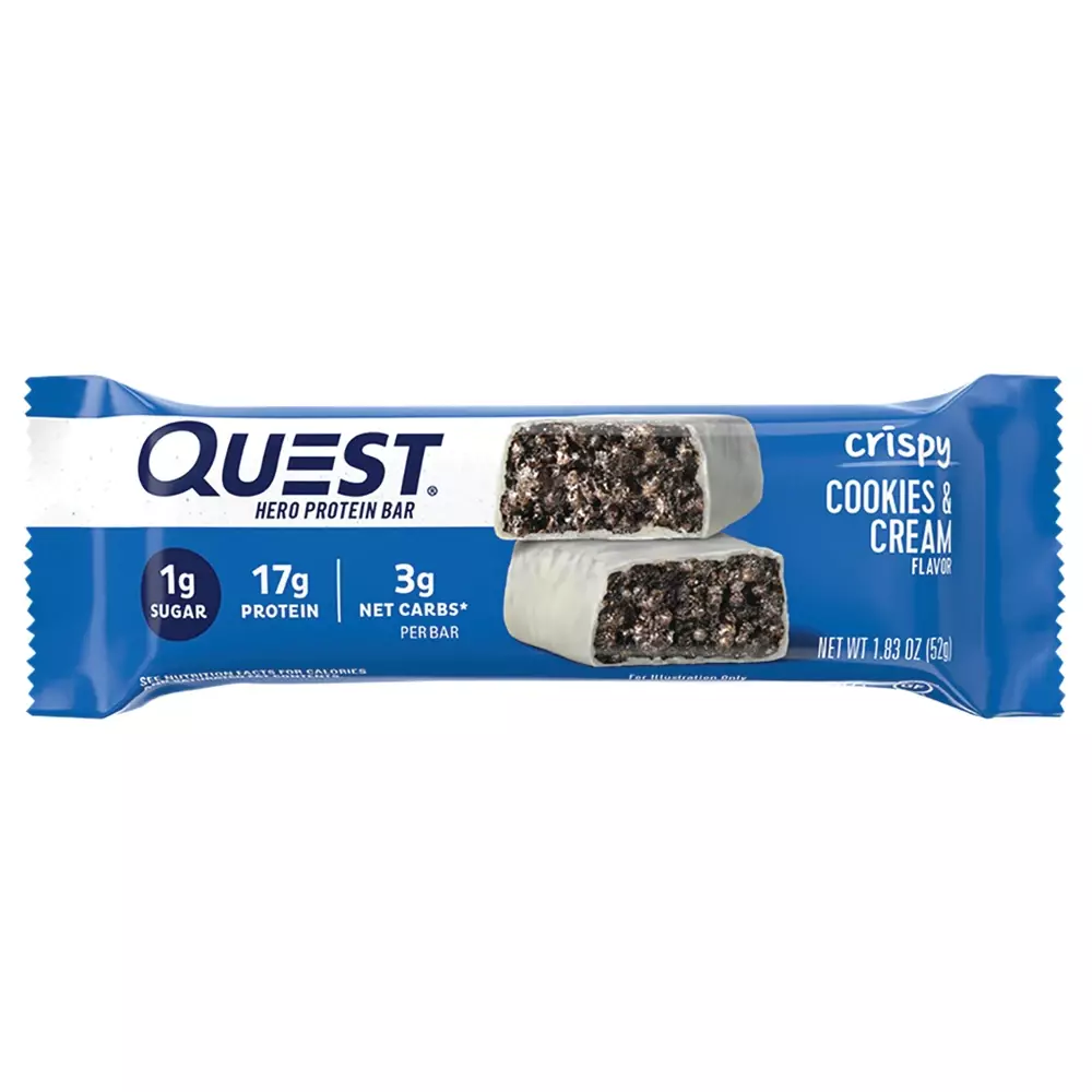 QUEST HERO PROTEIN BAR CRISPY COOKIES & CREAM FLAVOR 52G