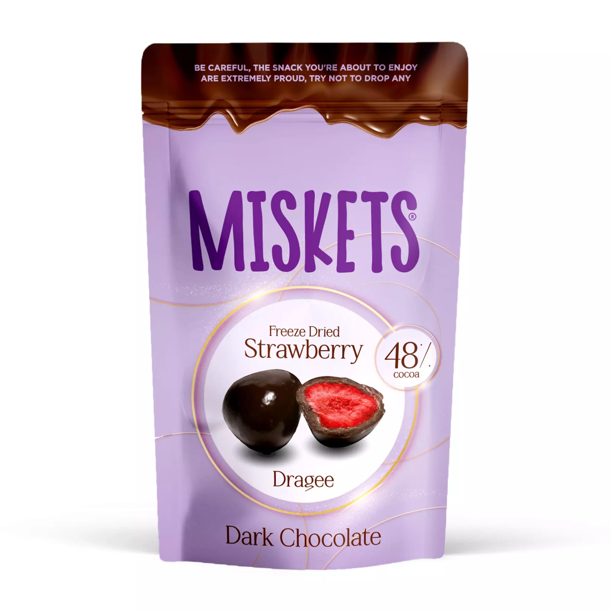 MISKETS FREEZE DRIED STRAWBERRY DARK CHOCO 48% COCOA 80G