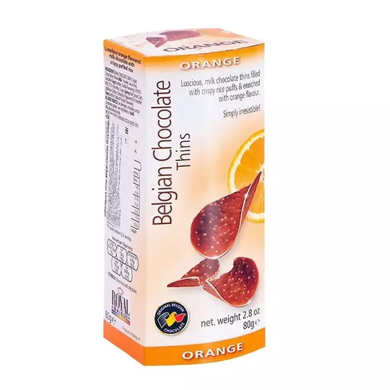 Belgian Chocolate Thins Orange 80g