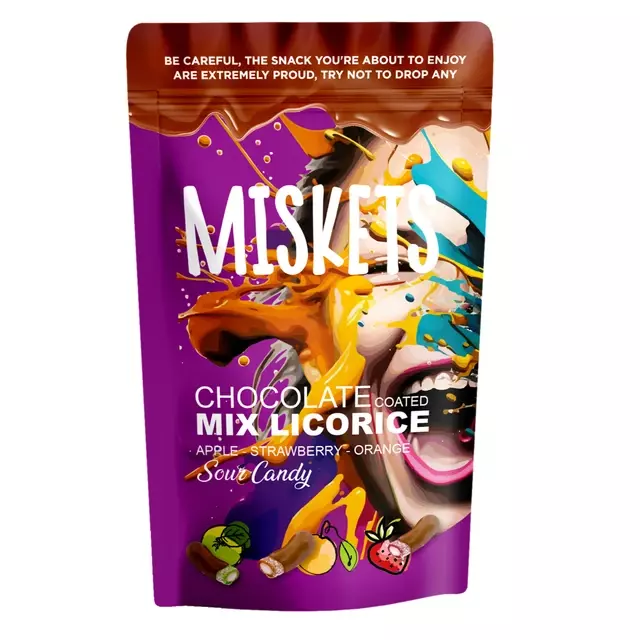 MISKETS SOUR CANDY CHOCO COATED MIX LICORICE 120G
