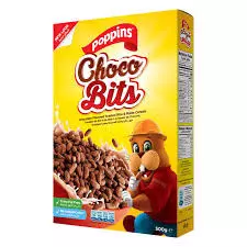 Poppins Choco Bits Cereal Rice & Maize Box 33% Free	500g