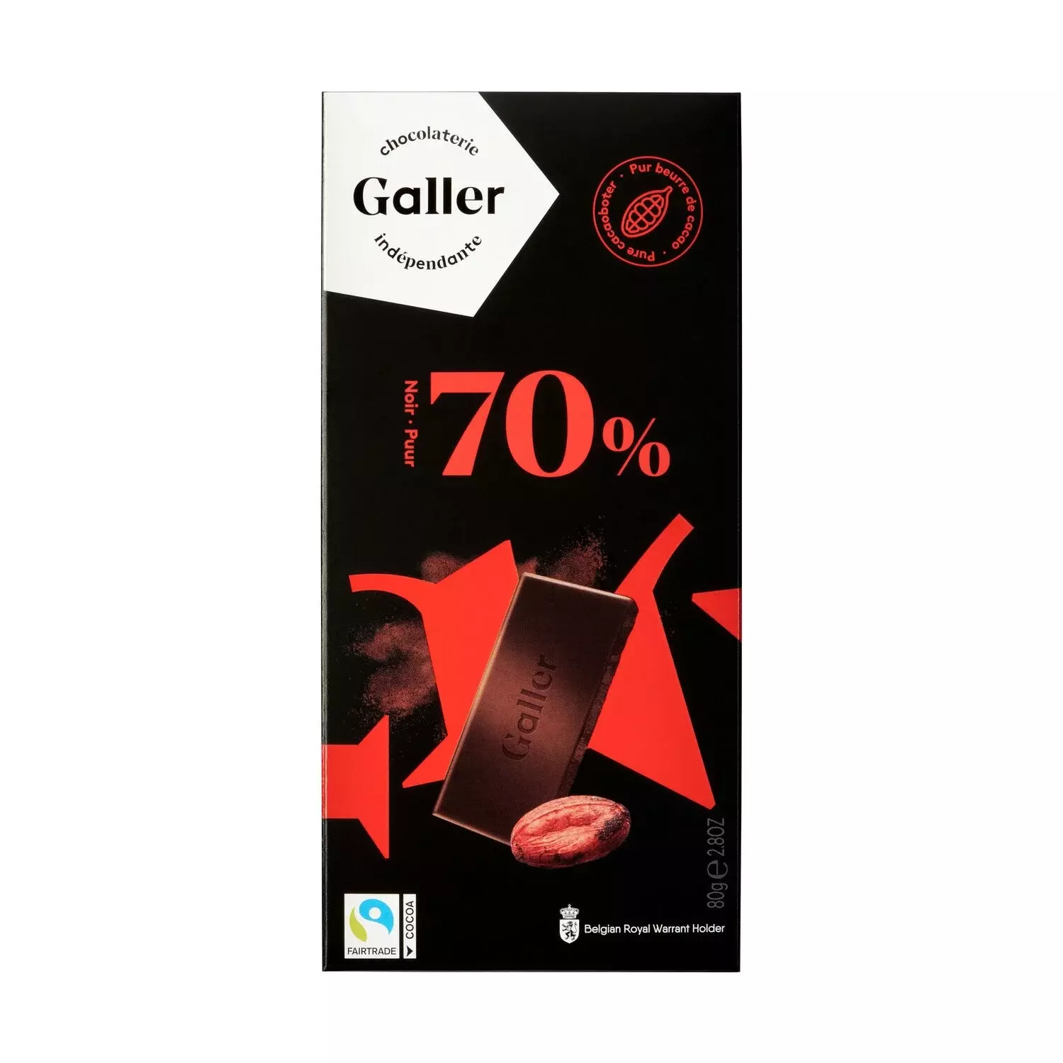 CHOCOLATE GALLER NOIR PUUR 70% COCOA 80G