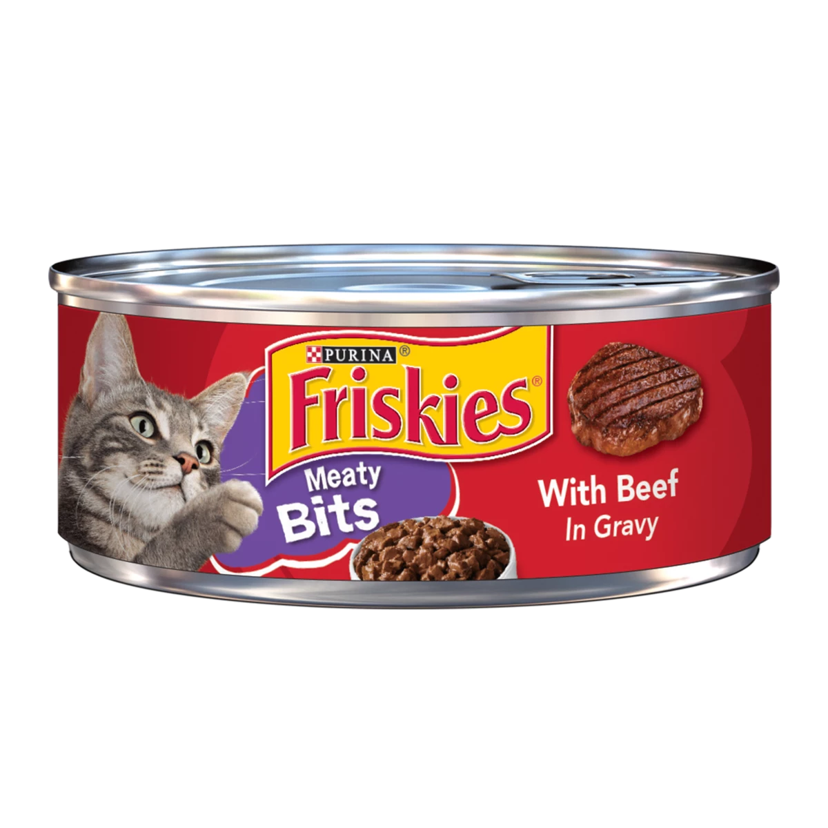 Friskies Cat Food Meaty Bits Beef With Gravy, 5.5 Oz