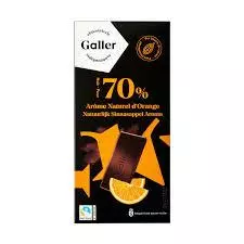 CHOCOLATE GALLER  70% COCOA NAUTUREL ORANGE  80G