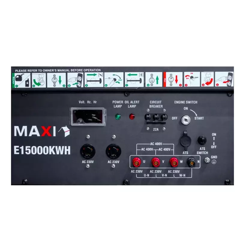 Maxi Generator 3-PHASE 18.75kVa | 15kW | with Key & Wheels (E15000KWH)