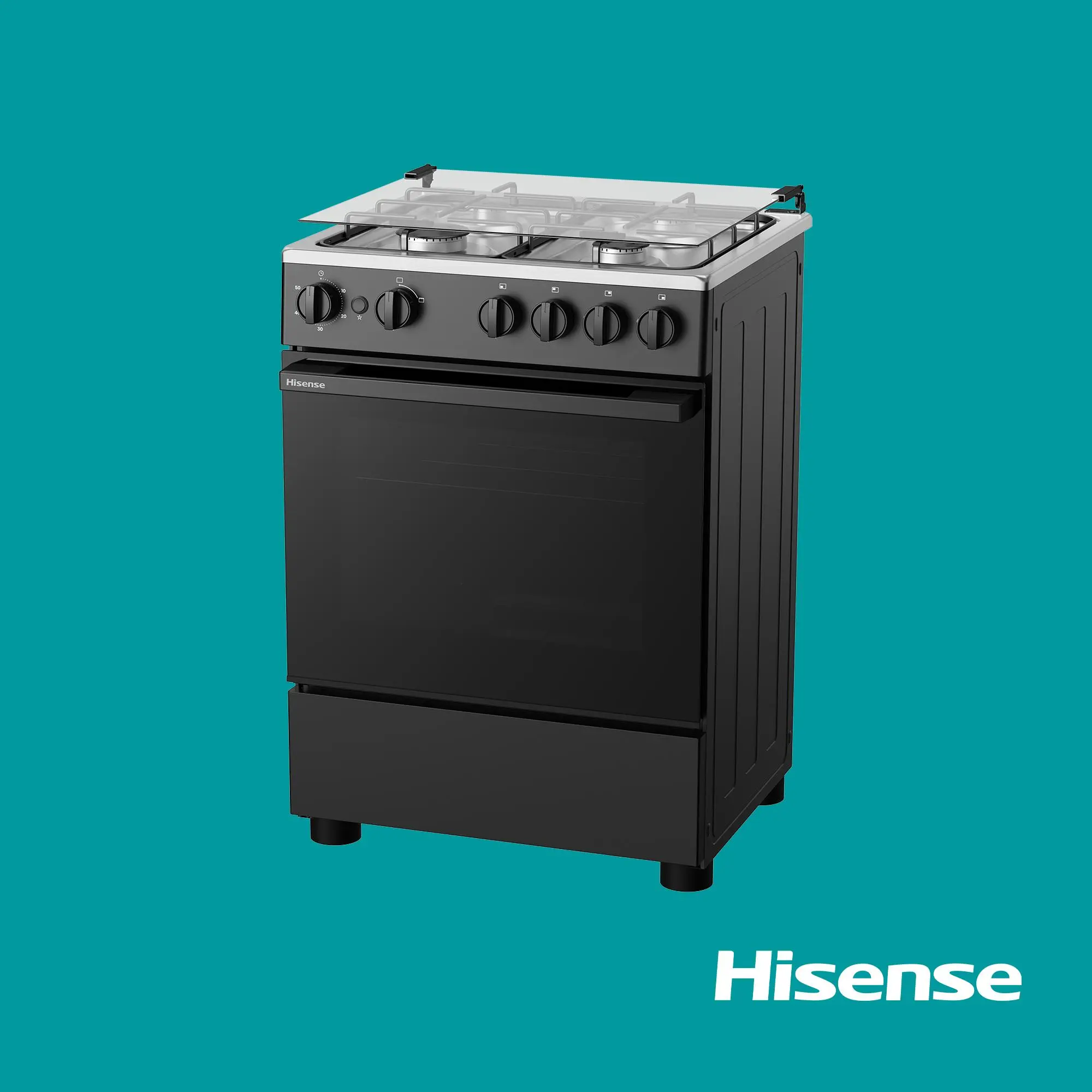 Hisense Gas Cooker 60x52 CM (4) Burners Stainless Steel & Black (HFG60421B) Hisense Gas Cooker 60x52 CM (4) Burners Stainless Steel & Black (HFG60421B)