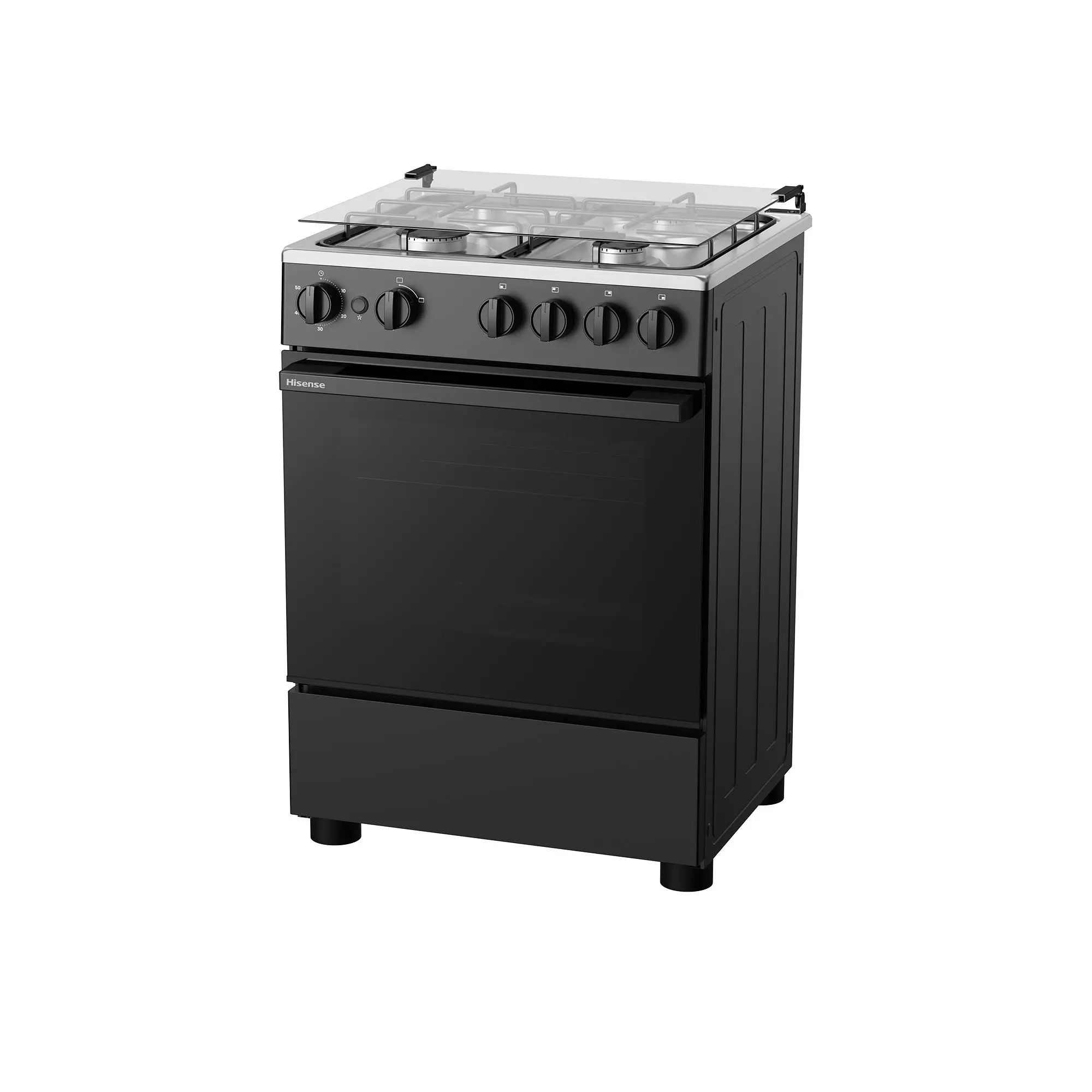 Hisense Gas Cooker 60x52 CM (4) Burners Stainless Steel & Black (HFG60421B)