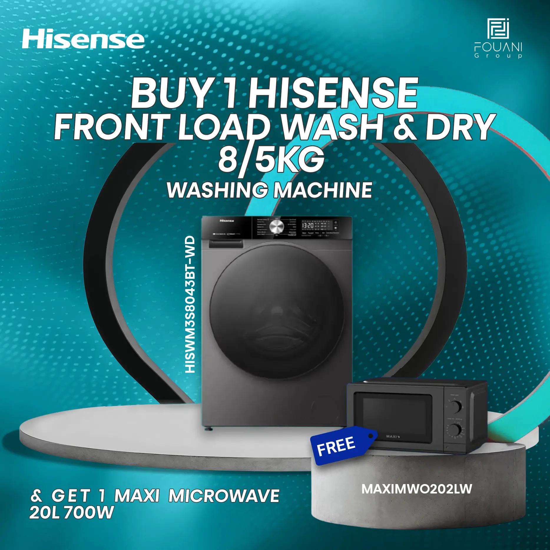 Hisense Front Load Wash & Dry 8/5KG (WD3S8043BT) Washing Machine Hisense Front Load Wash & Dry 8/5KG (WD3S8043BT) Washing Machine