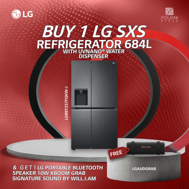 LG SxS Refrigerator 684L (GC-J257FQKW) with UVnano® Water Dispenser