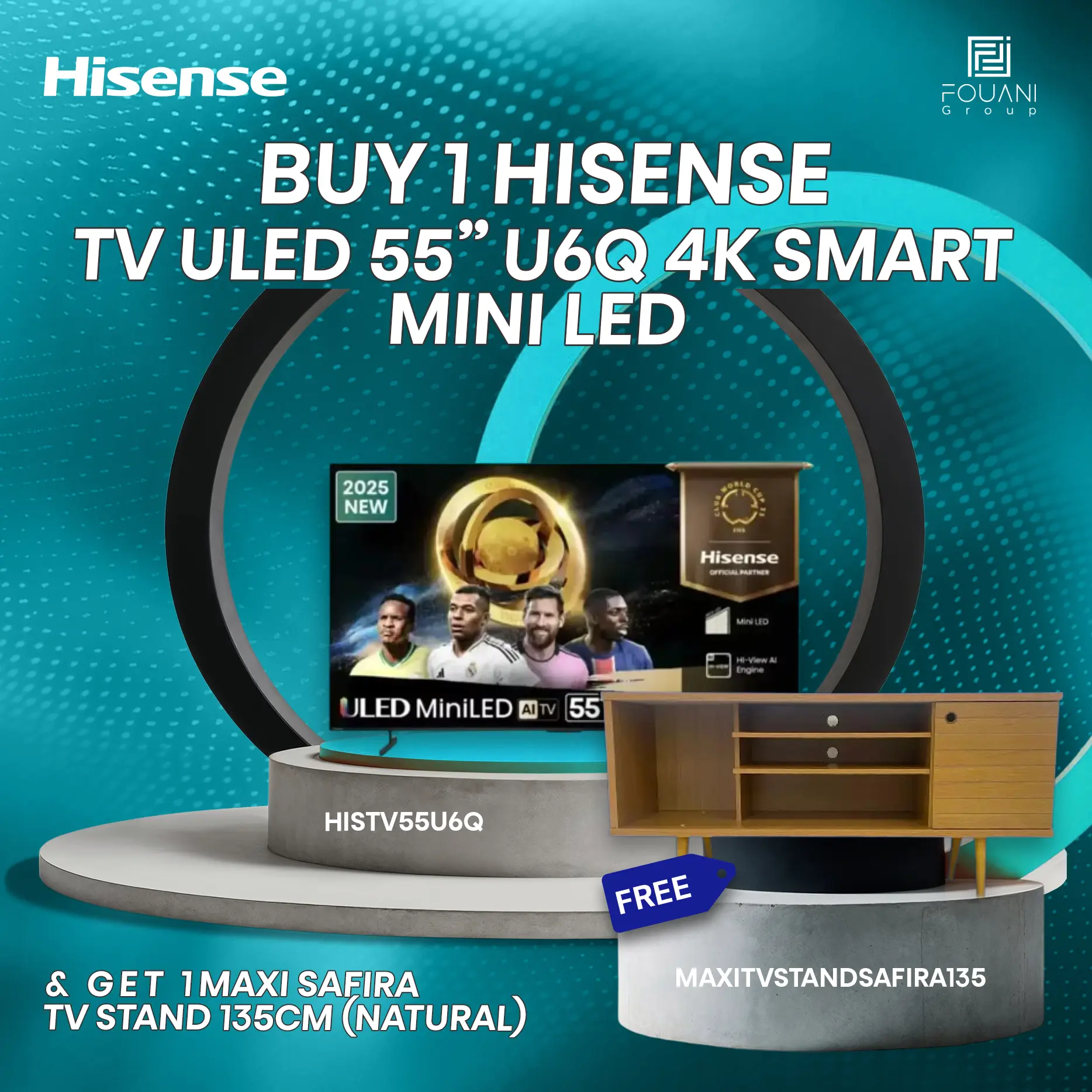 Hisense TV ULED 55 Inch U6Q 4K Smart Mini LED Hisense TV ULED 55 Inch U6Q 4K Smart Mini LED