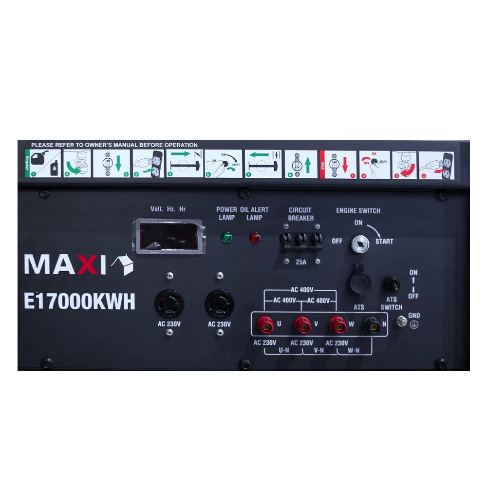 Maxi Generator 3-PHASE 21.25kVa | 17kW | with Key & Wheels (E17000KWH)