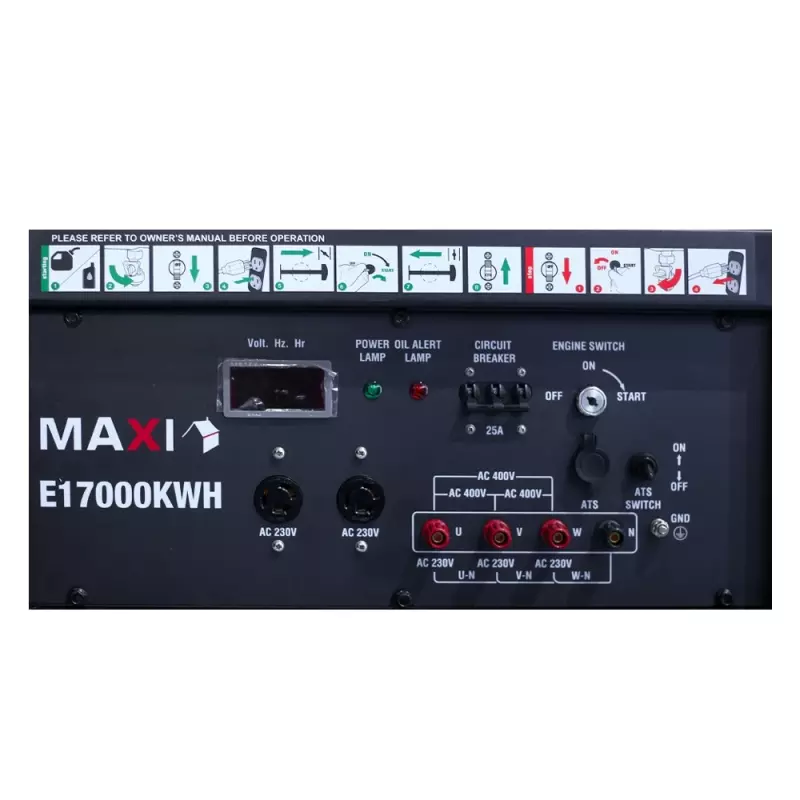 Maxi Generator 3-PHASE 21.25kVa | 17kW | with Key & Wheels (E17000KWH)