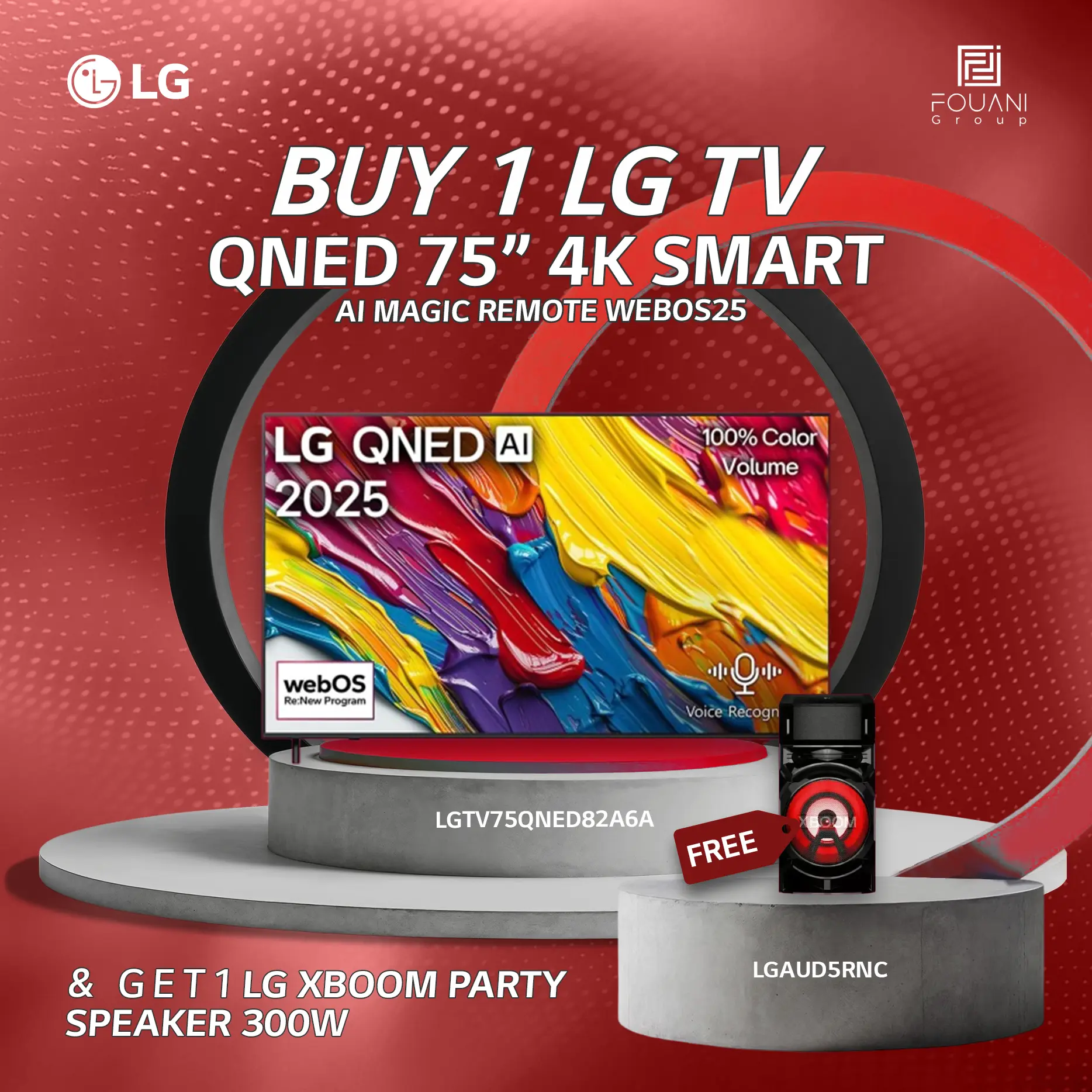 LG TV QNED 75 Inch QNED82A6A 4K Smart TV AI Magic remote webOS25