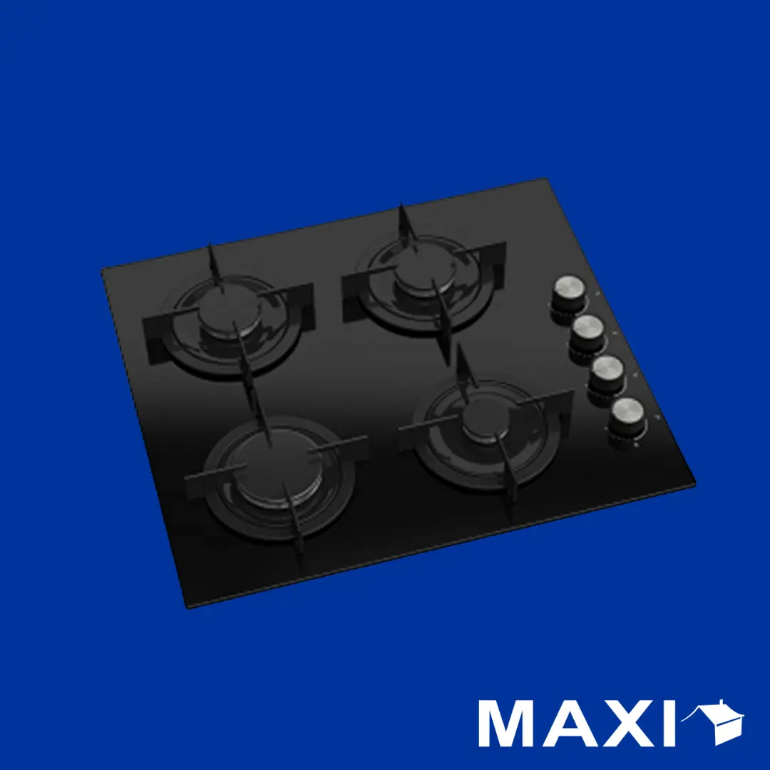 Maxi Tabletop Gas Cooker 4 Burners (CS205) Black Glass