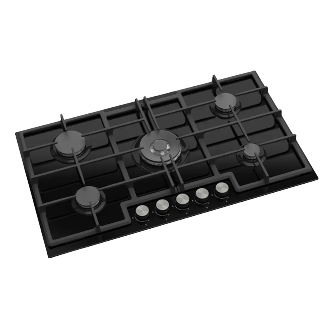 Maxi Tabletop Gas Cooker 5 Burners (ED045) Black Glass Edge Model