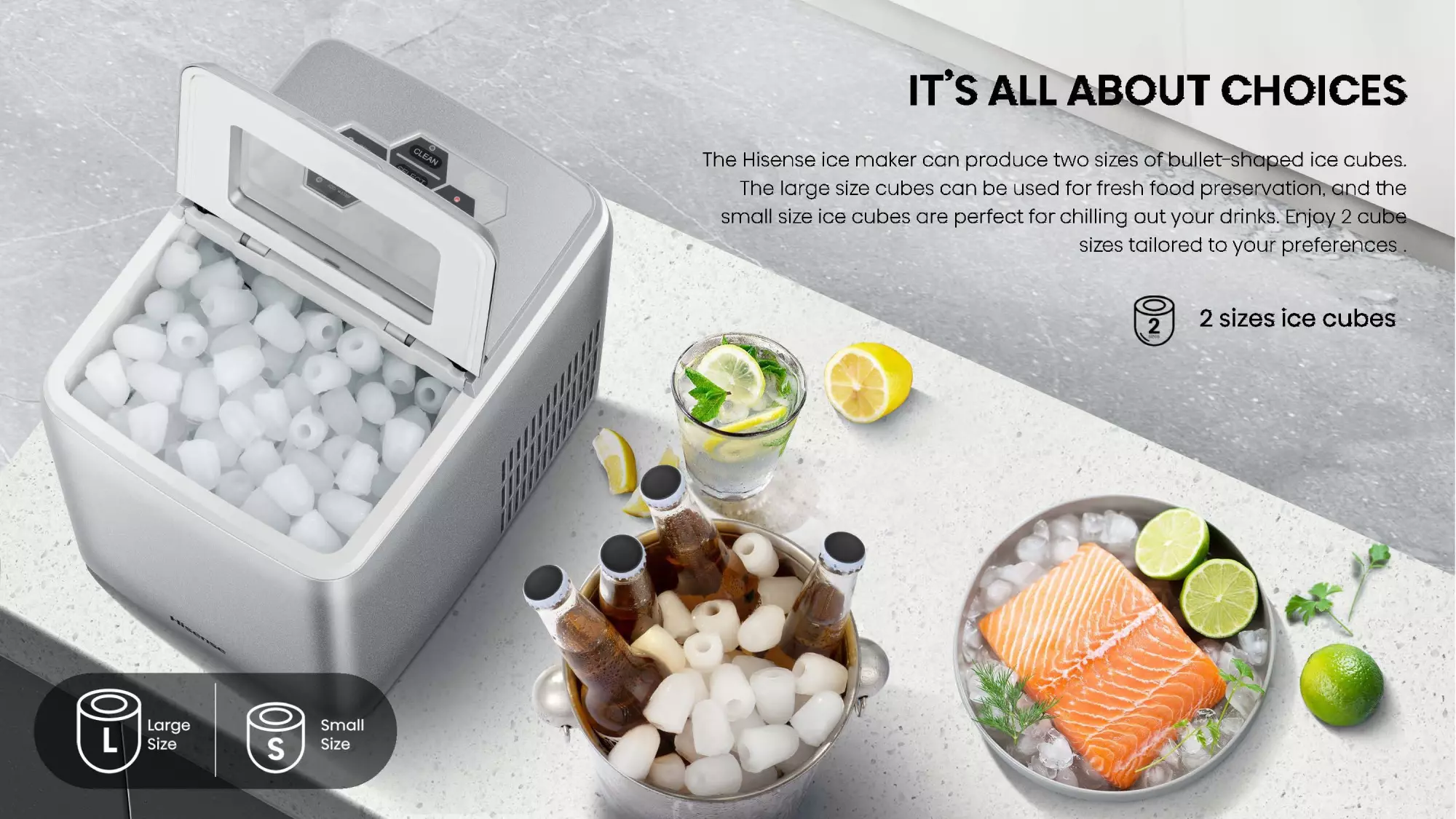 Hisense Ice Maker 12KG/24h 1500mL water tank (ICM1244) Hisense Ice Maker 12KG/24h 1500mL water tank (ICM1244)