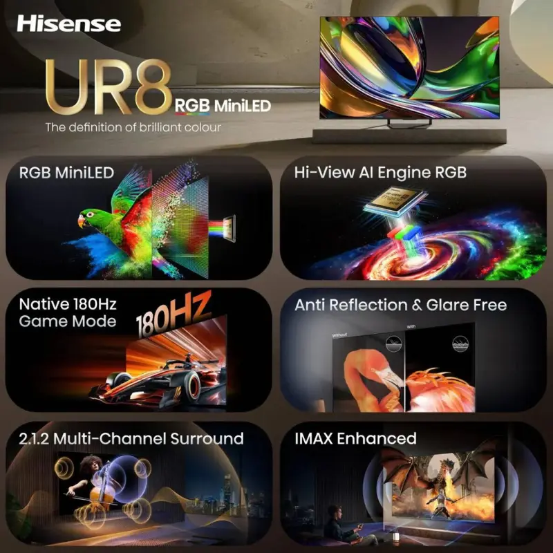 Hisense TV ULED 85 Inch U8S 4K Smart RGB Mini-LED TV