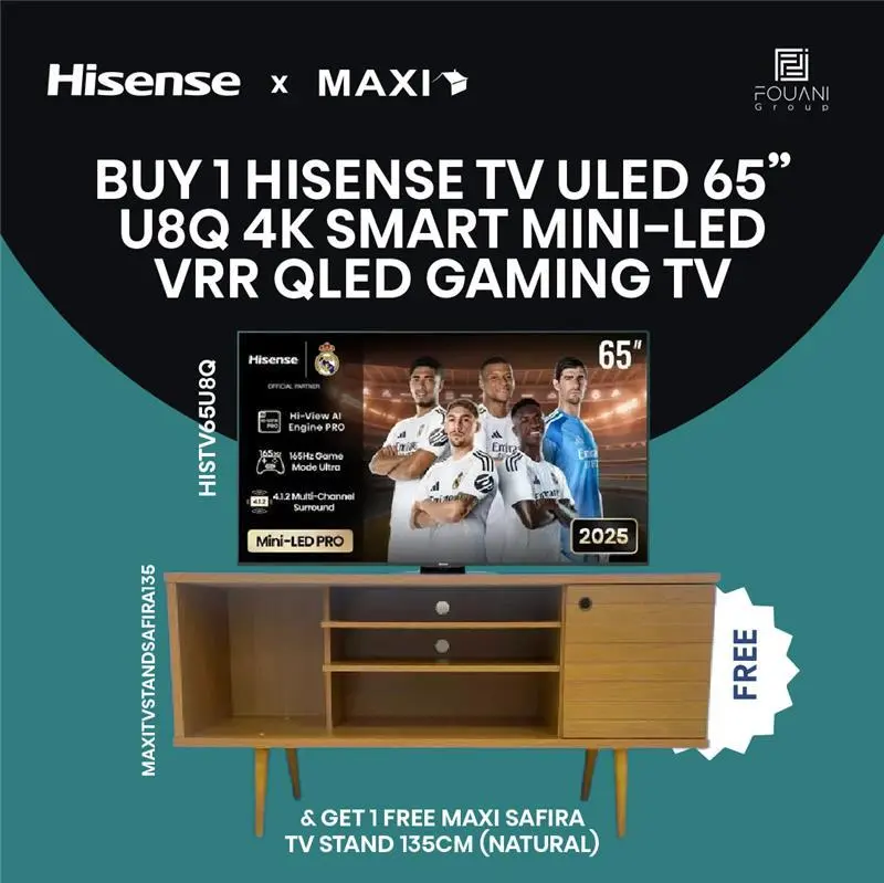 Hisense TV ULED 65 Inch U8Q 4K Smart Mini-LED VRR QLED Gaming TV