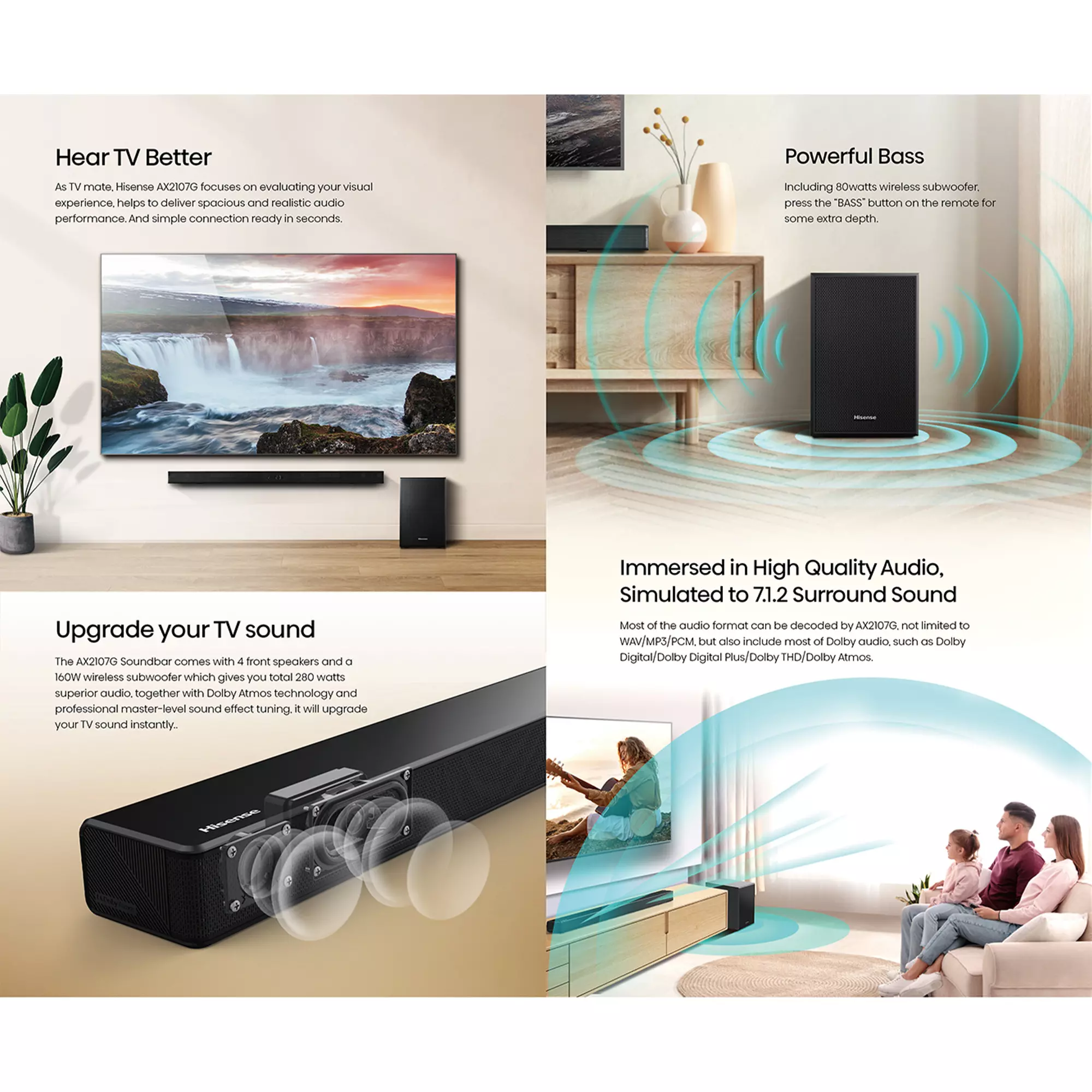 Hisense Soundbar with Subwoofer 160W 2.1CH (AX2107G) Hisense Soundbar with Subwoofer 160W 2.1CH (AX2107G)