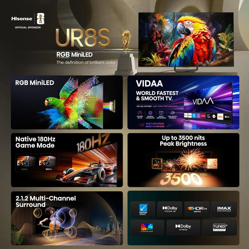 Hisense TV ULED 65 Inch UR8S 4K Smart RGB Mini-LED TV