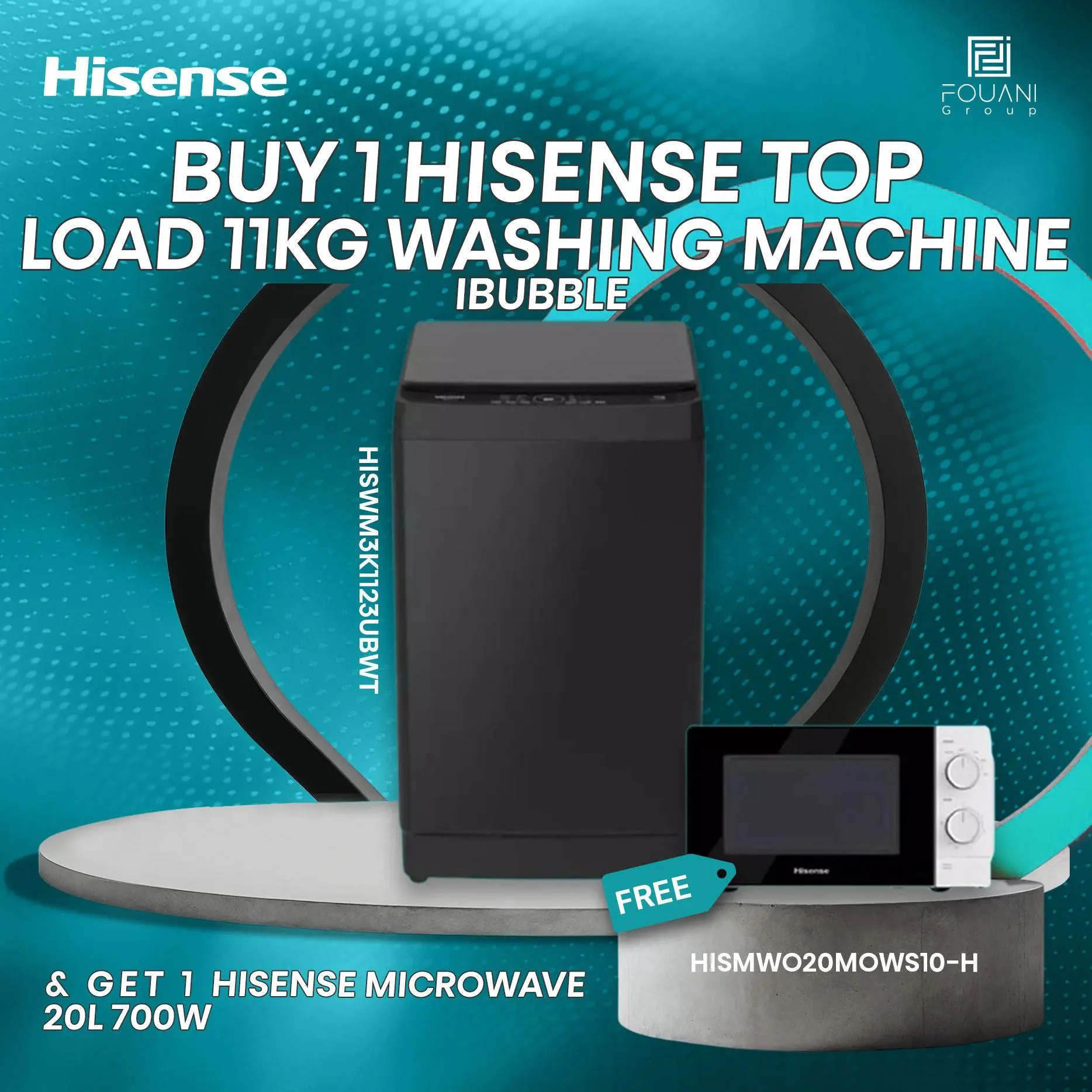 Hisense Top Load 11KG (WT3K1123UB) Washing Machine iBubble