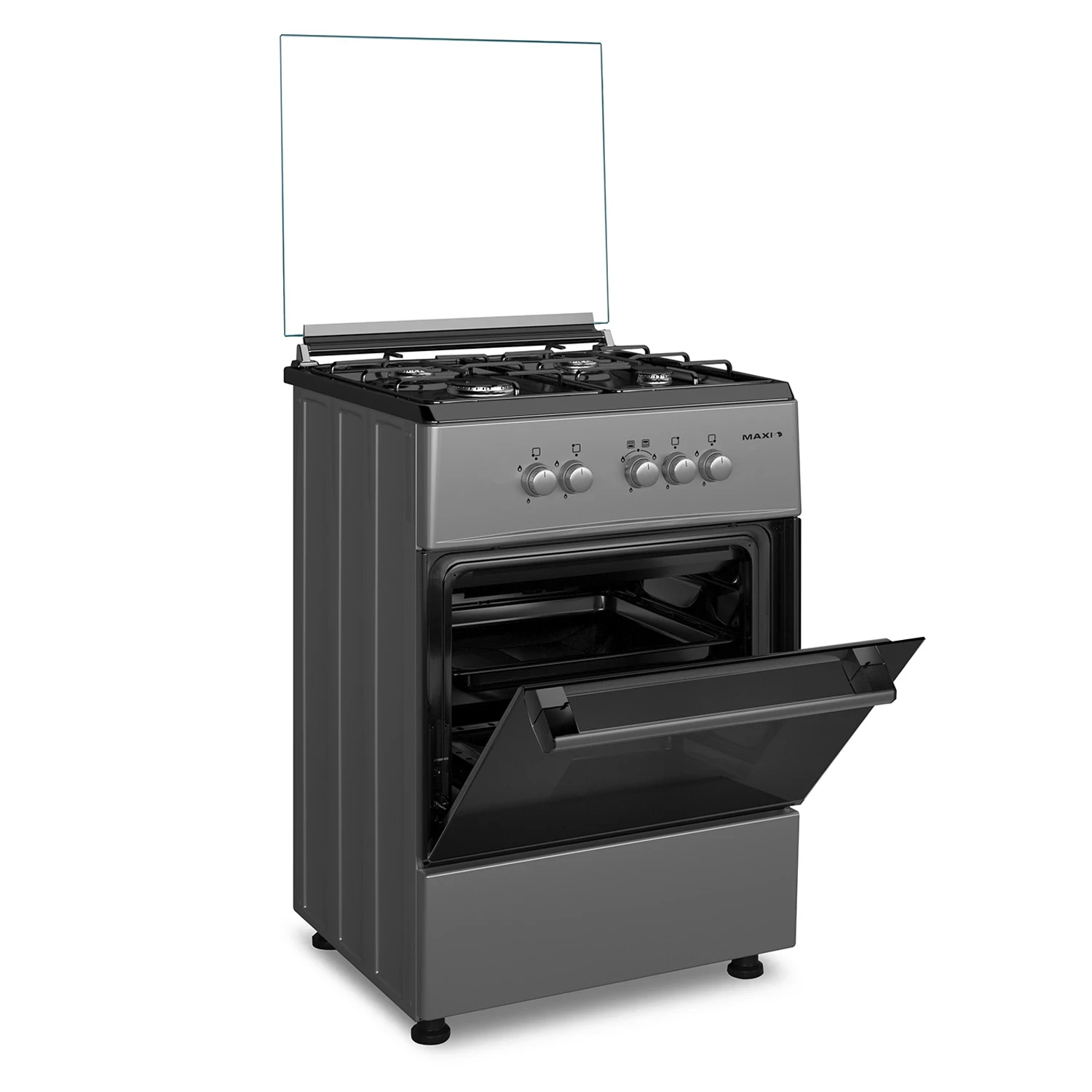 Maxi Gas Cooker 60x60 CM (4) Burners Black & Grey (BASIC)