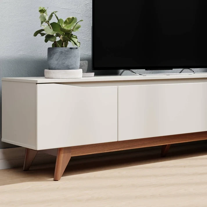 Provincia Flynt TV Stand 1.84m (Off White Matte/Natural) Provincia Flynt TV Stand 1.84m (Off White Matte/Natural)