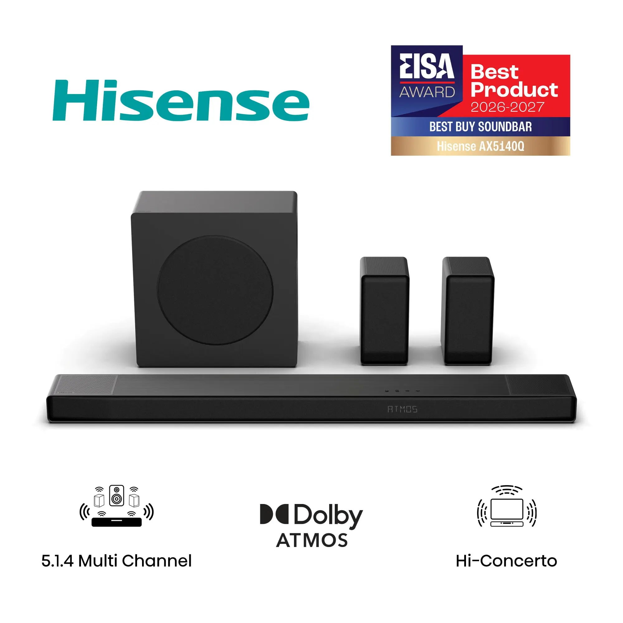 Hisense Soundbar with Subwoofer 600W 5.1.4CH (AX5140Q) Hisense Soundbar with Subwoofer 600W 5.1.4CH (AX5140Q)
