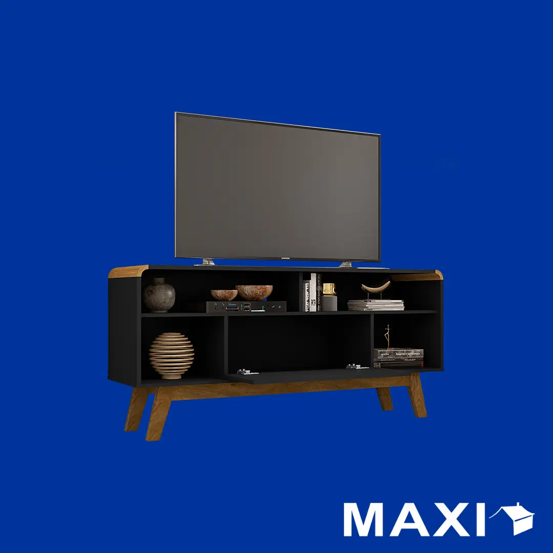 Maxi Lazuli TV Stand 135CM (Matte Black / Cinamomo)