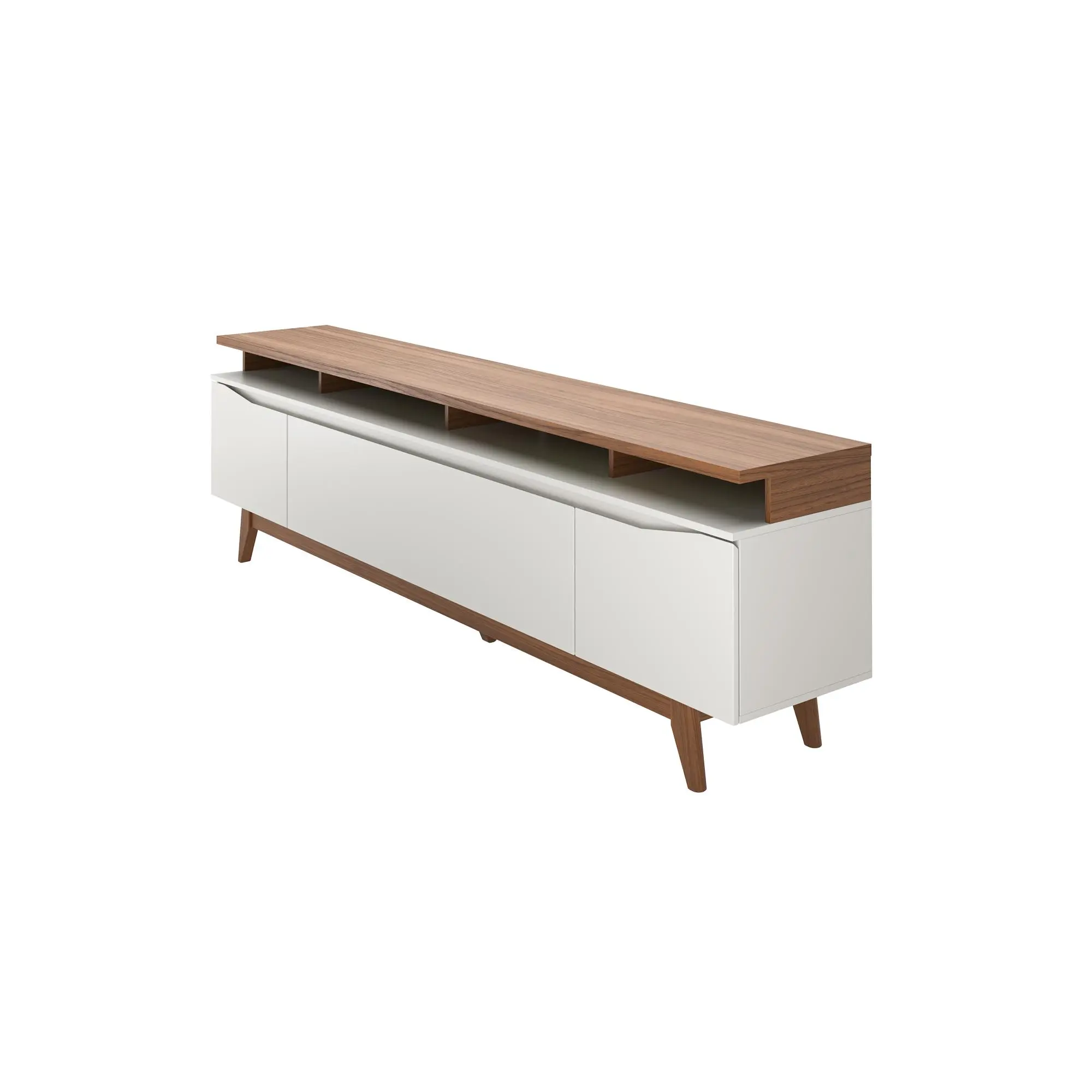 Provincia Flynt TV Stand 2.2m (Off White Matte/Cinamomo)