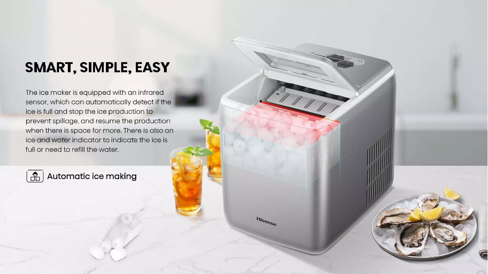 Hisense Ice Maker 12KG/24h 1000mL water tank (ICM1263) Hisense Ice Maker 12KG/24h 1000mL water tank (ICM1263)