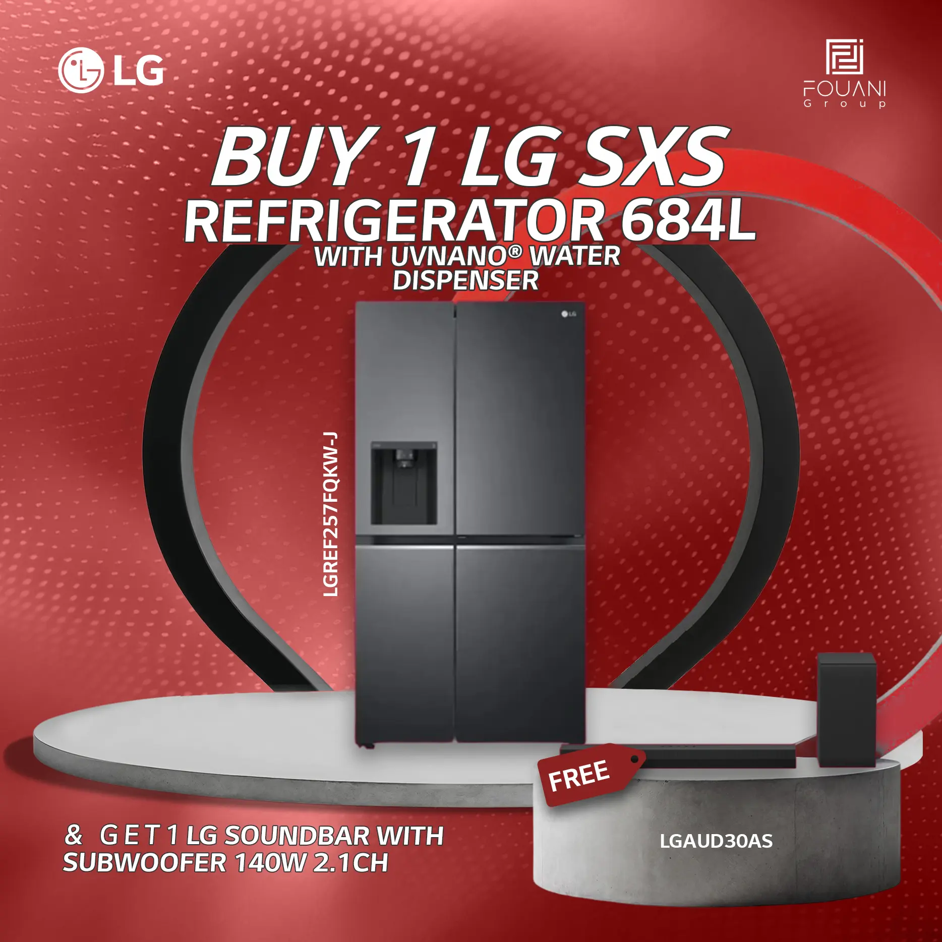 LG SxS Refrigerator 684L (GC-J257FQKW) with UVnano® Water Dispenser LG SxS Refrigerator 684L (GC-J257FQKW) with UVnano® Water Dispenser