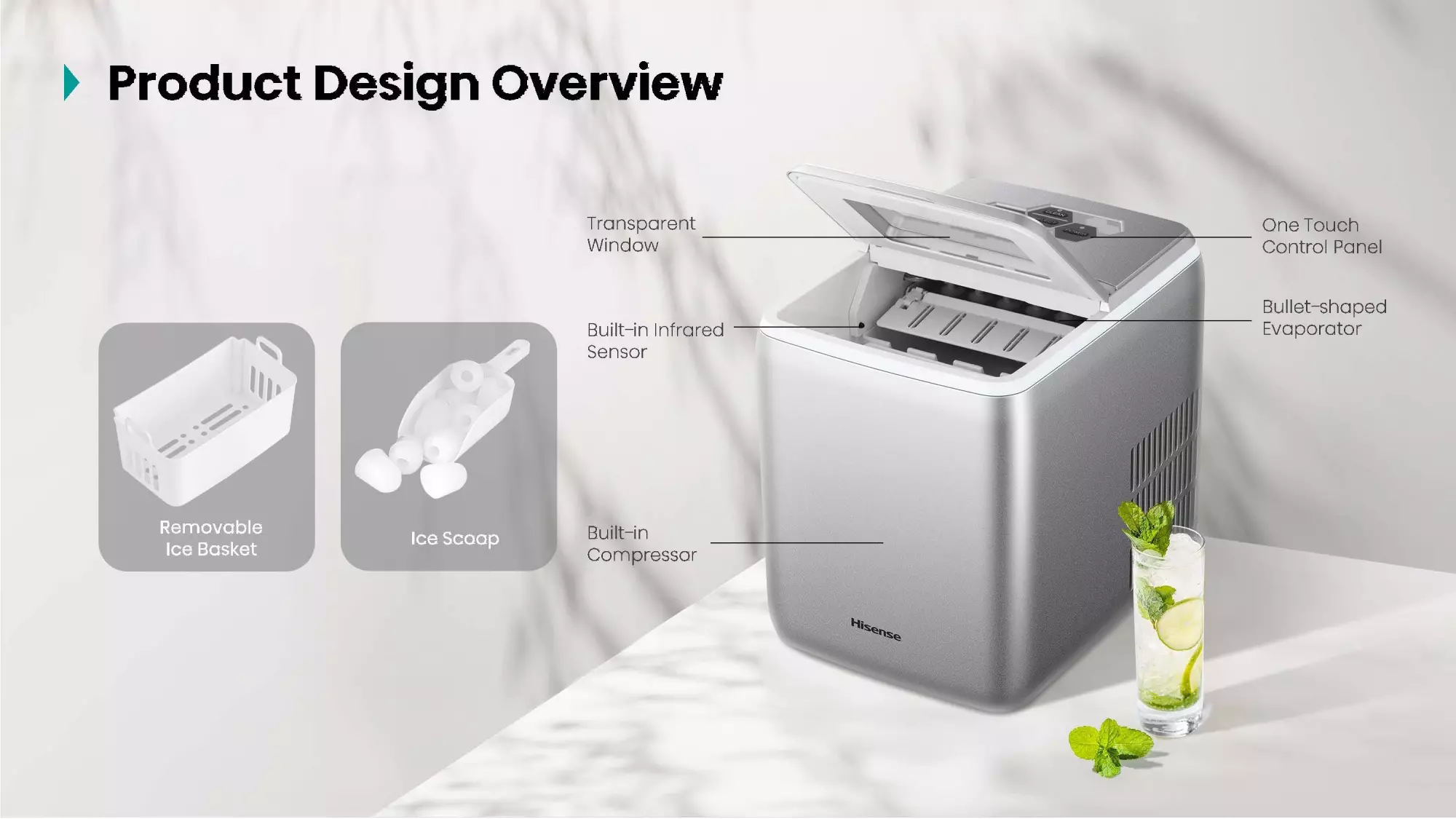 Hisense Ice Maker 12KG/24h 1500mL water tank (ICM1244)