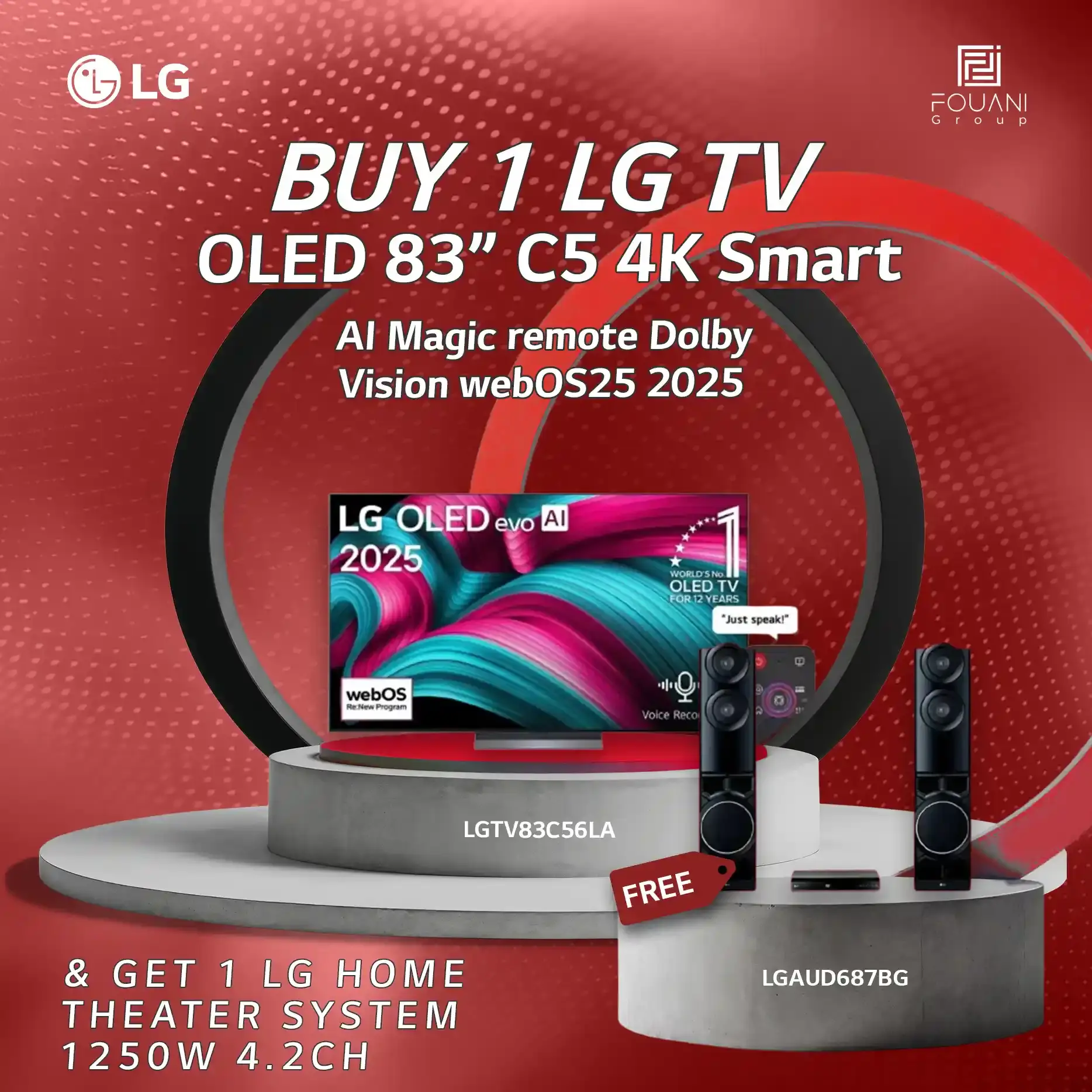 LG TV OLED 83 Inch C5 4K Smart TV AI Magic Remote webOS25