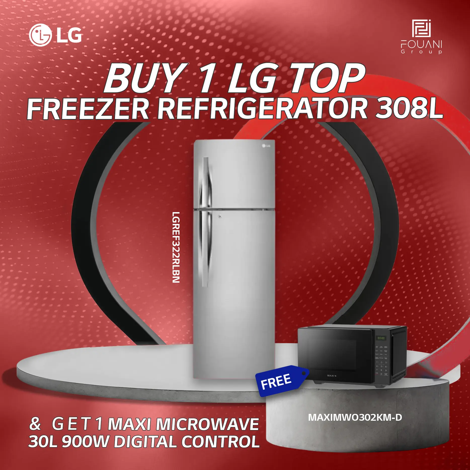 LG Top Freezer Refrigerator 308L  (GL-C322RLBN)