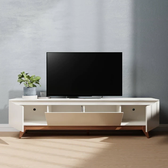 Provincia Flynt TV Stand 1.84m (Off White Matte/Natural)