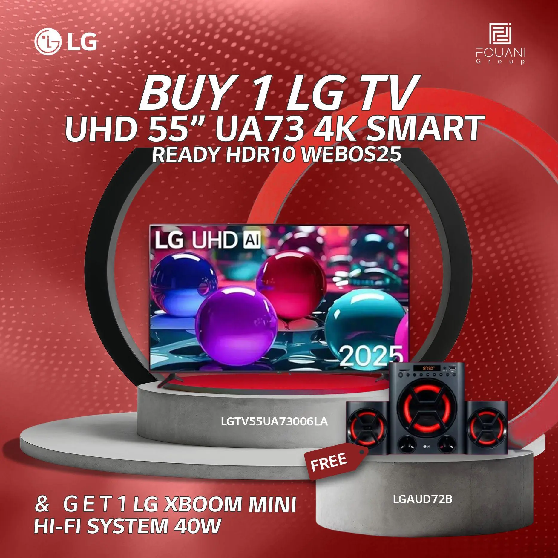 LG TV UHD 55 Inch UA73 4K Smart TV Ready HDR10 webOS25