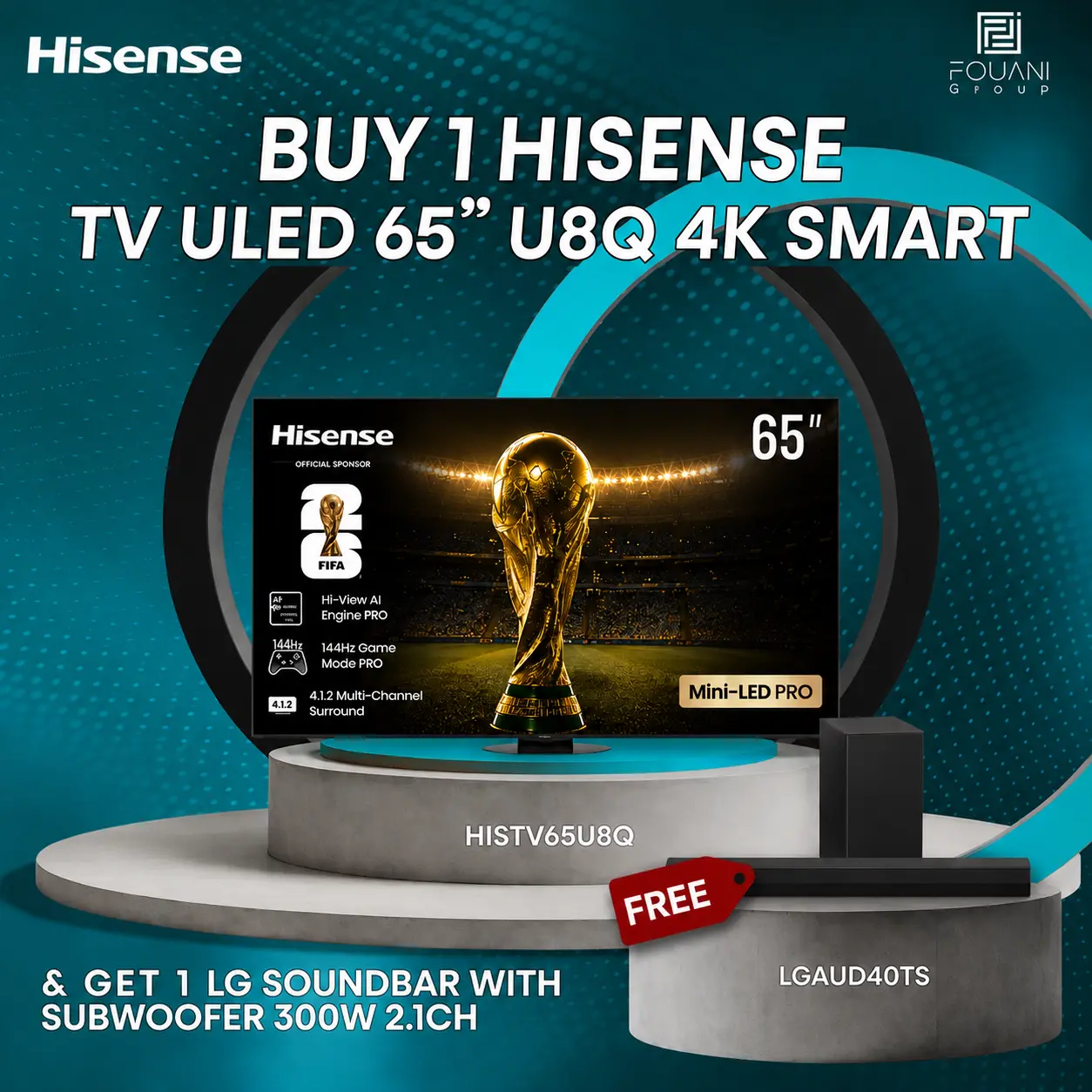 Hisense TV ULED 65 Inch U8Q 4K Smart Mini-LED VRR QLED Gaming TV Hisense TV ULED 65 Inch U8Q 4K Smart Mini-LED VRR QLED Gaming TV