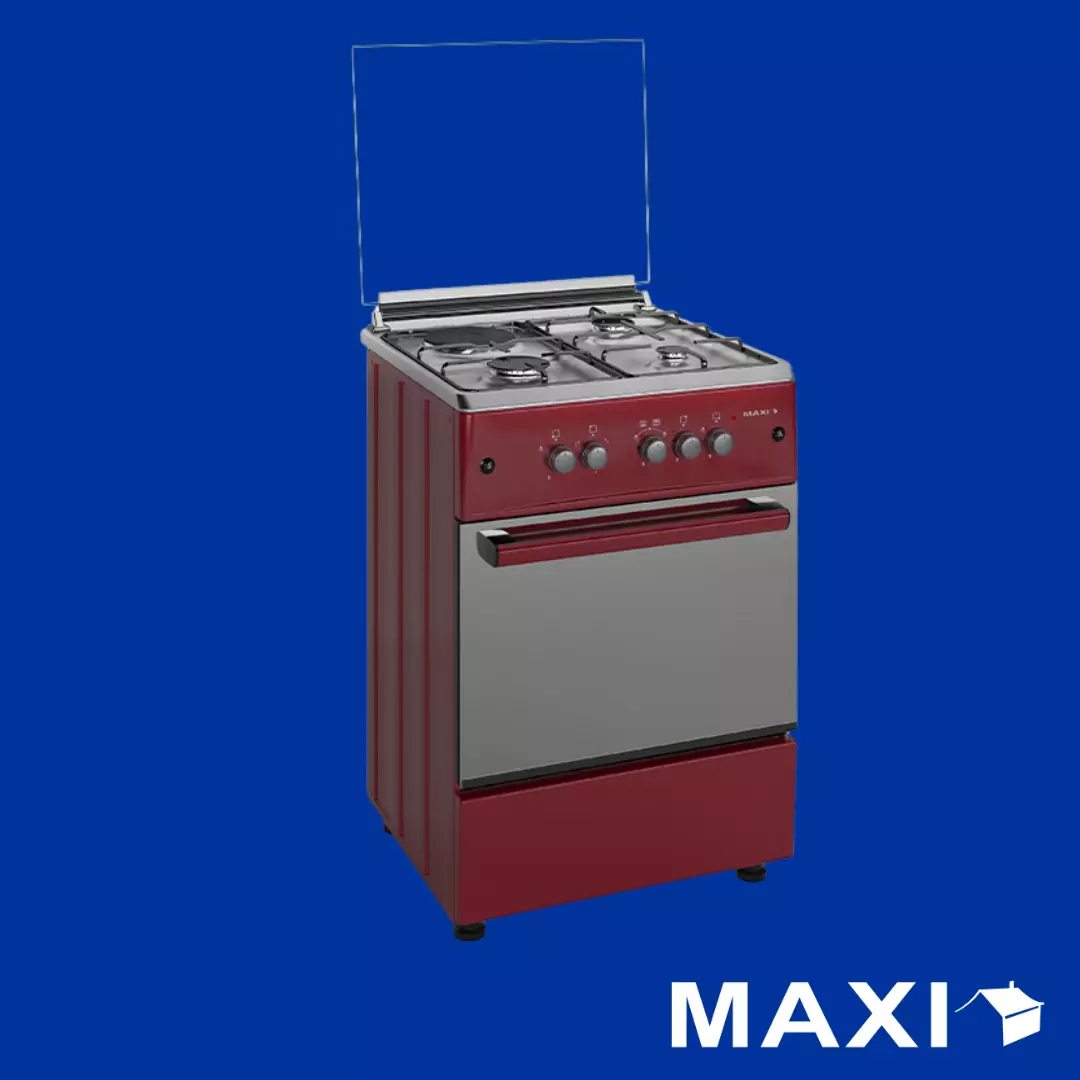 Maxi Gas Cooker 60x60 CM (3+1) Burners Red Maxi Gas Cooker 60x60 CM (3+1) Burners Red