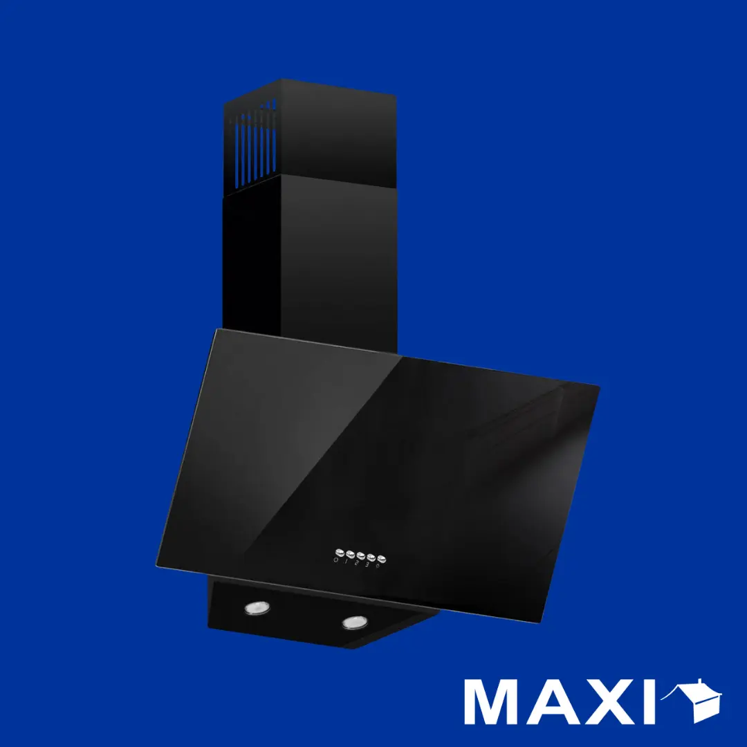 Maxi Hood 60cm Angled Curved (D001BL) Black Glass